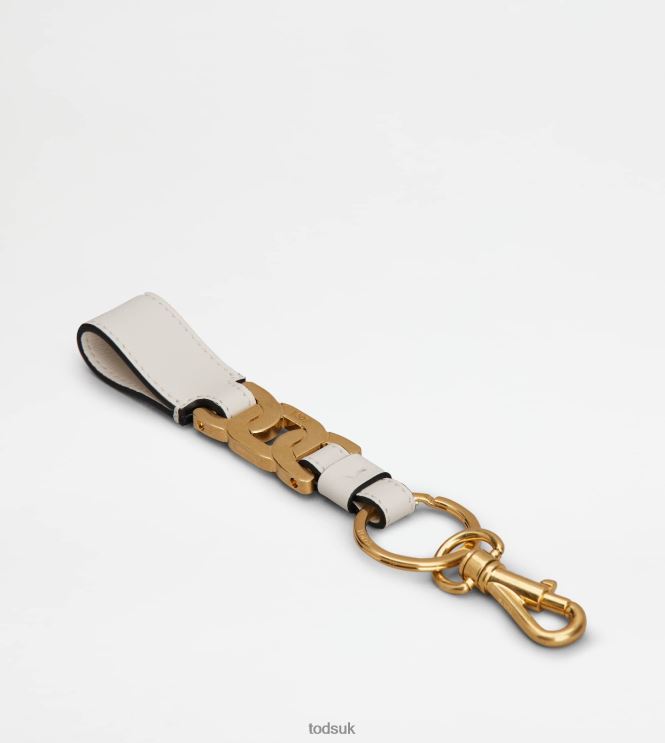 Tod's Women Kate Key Holder in Leather 602L84506 White