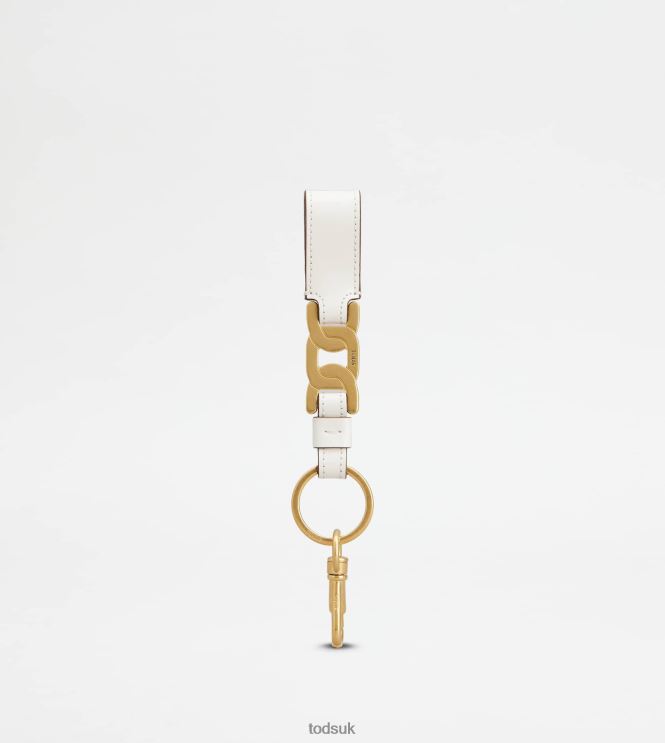 Tod's Women Kate Key Holder in Leather 602L84515 White