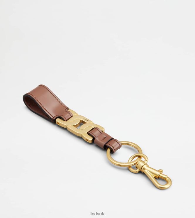 Tod's Women Kate Key Holder in Leather 602L84518 Brown