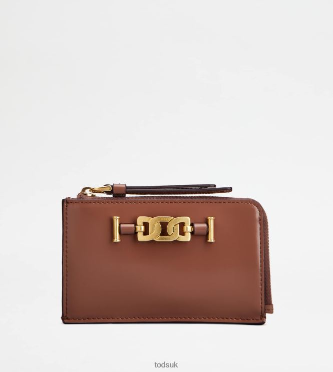 Tod's Women Kate Key Pouch in Leather 602L84496 Brown