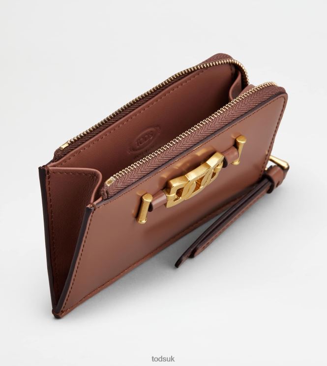 Tod's Women Kate Key Pouch in Leather 602L84496 Brown