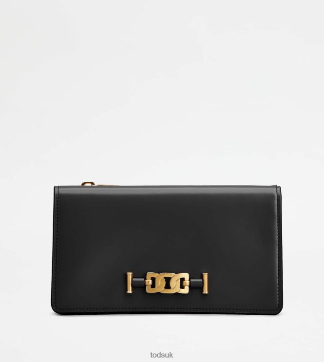 Tod's Women Kate Phone Holder Shoulder Bag in Leather 602L84497 Black