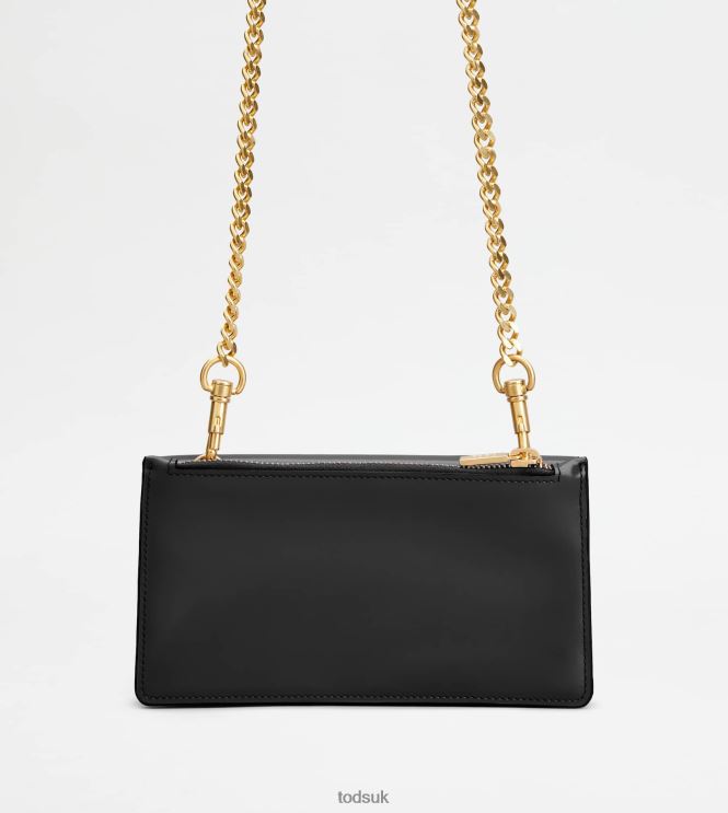 Tod's Women Kate Phone Holder Shoulder Bag in Leather 602L84497 Black