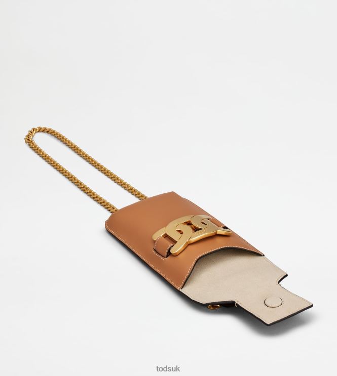 Tod's Women Kate Phone Holder in Leather Medium 602L84513 Brown