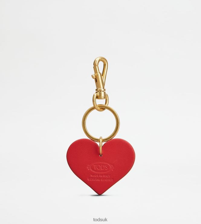 Tod's Women T Timeless Heart Key Holder in Leather 602L84505 Red