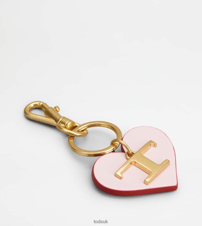 Tod's Women T Timeless Heart Key Holder in Leather 602L84505 Red