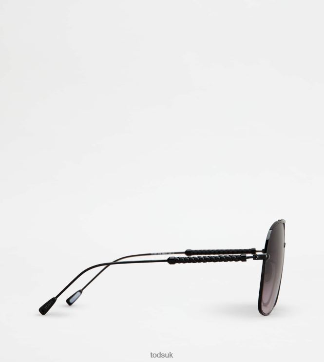 Tod's Women Sunglasses with Temple in Leather 602L84524 Black