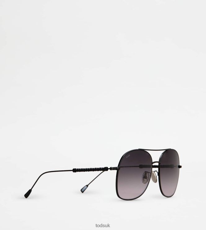 Tod's Women Sunglasses with Temple in Leather 602L84524 Black
