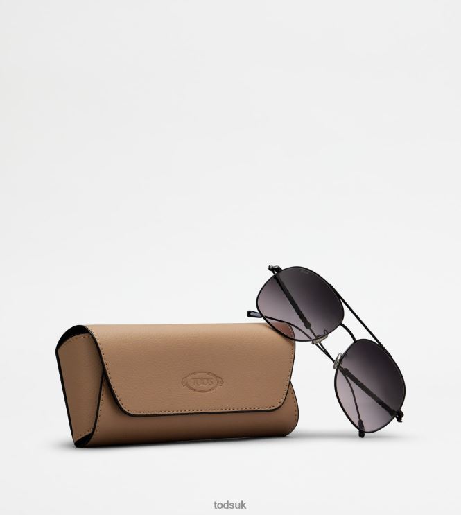 Tod's Women Sunglasses with Temple in Leather 602L84524 Black