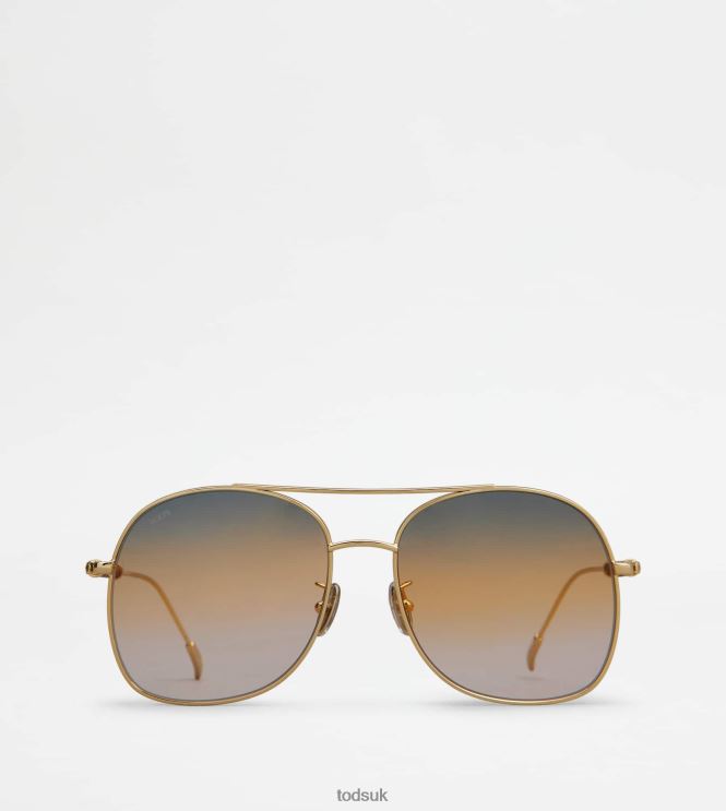 Tod's Women Sunglasses with Temple in Leather 602L84525 Gold