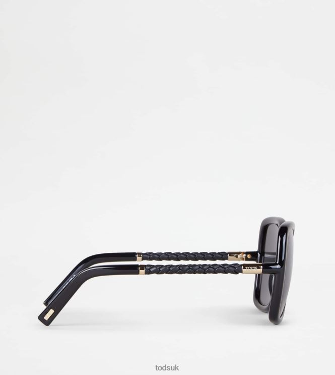 Tod's Women Sunglasses with Temple in Leather 602L84534 Black