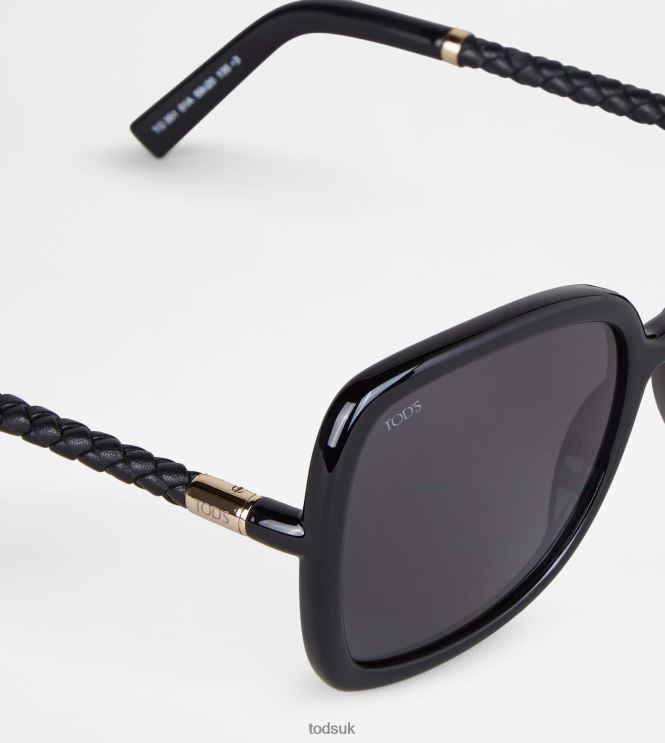Tod's Women Sunglasses with Temple in Leather 602L84534 Black