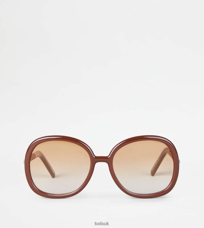 Tod's Women Sunglasses with Temple in Leather 602L84535 Brown