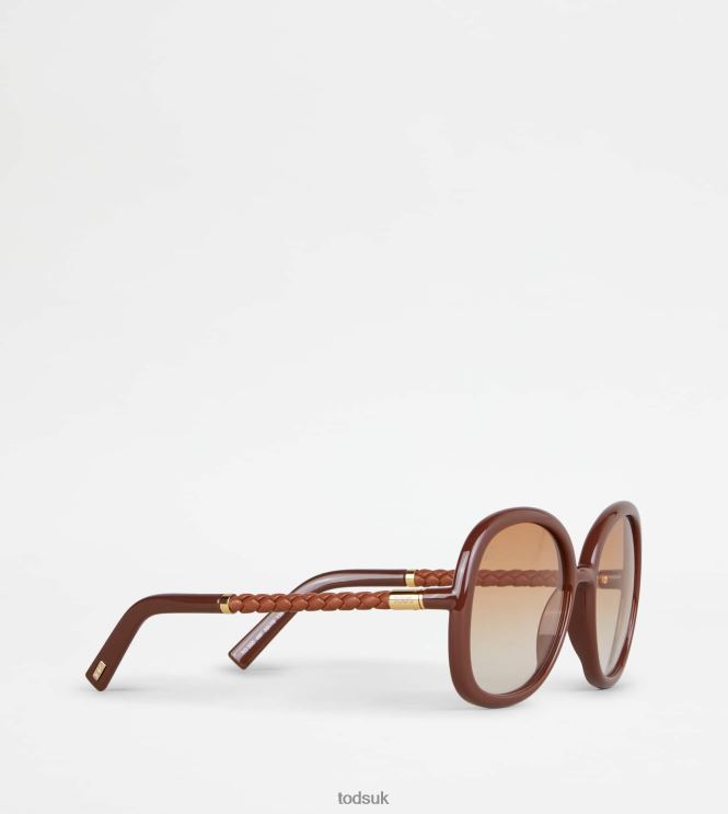 Tod's Women Sunglasses with Temple in Leather 602L84535 Brown