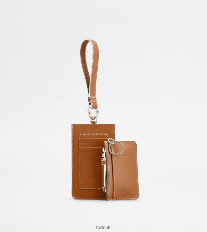 Tod's Women Card Holder and Coin Purse in Leather 602L84488 Brown