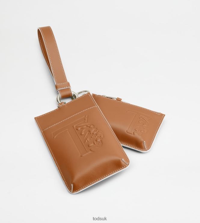 Tod's Women Card Holder and Coin Purse in Leather 602L84488 Brown