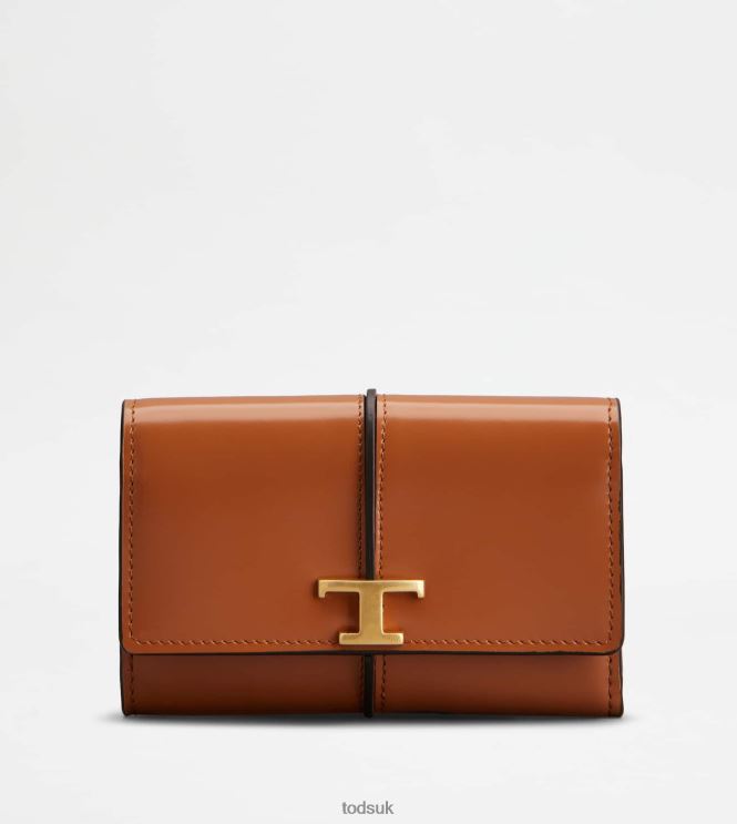 Tod's Women T Timeless Wallet in Leather 602L84474 Orange