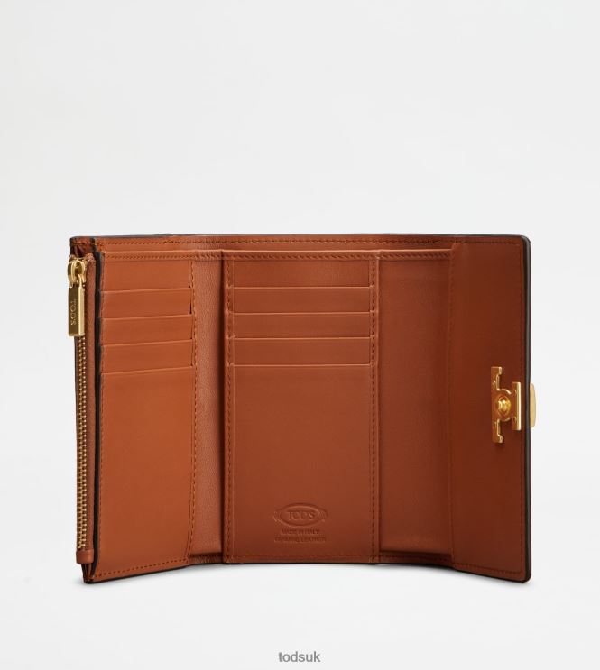 Tod's Women T Timeless Wallet in Leather 602L84474 Orange