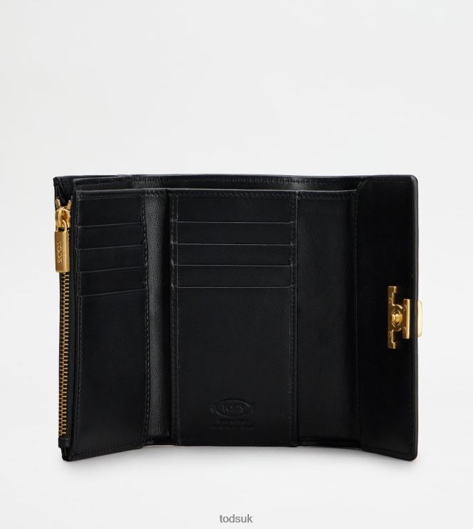 Tod's Women T Timeless Wallet in Leather 602L84475 Black
