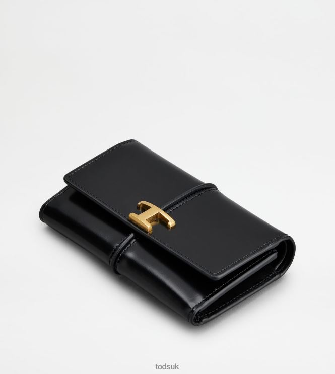 Tod's Women T Timeless Wallet in Leather 602L84475 Black