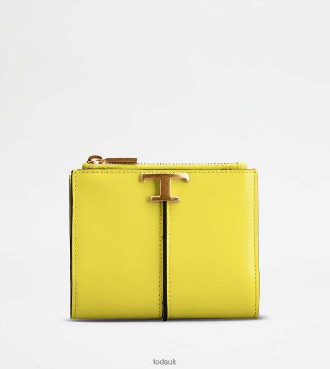 Tod's Women T Timeless Wallet in Leather 602L84477 Yellow