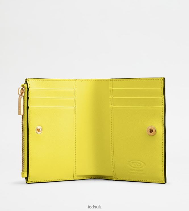 Tod's Women T Timeless Wallet in Leather 602L84477 Yellow