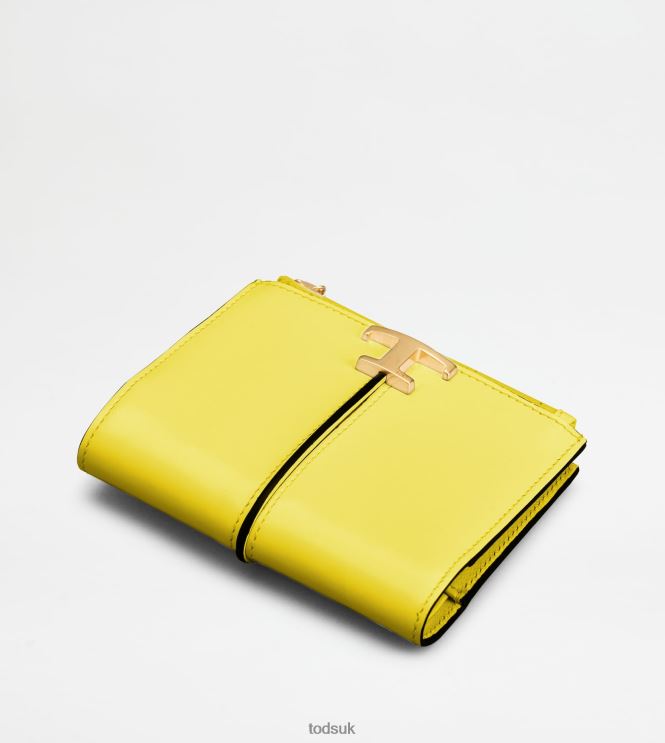 Tod's Women T Timeless Wallet in Leather 602L84477 Yellow