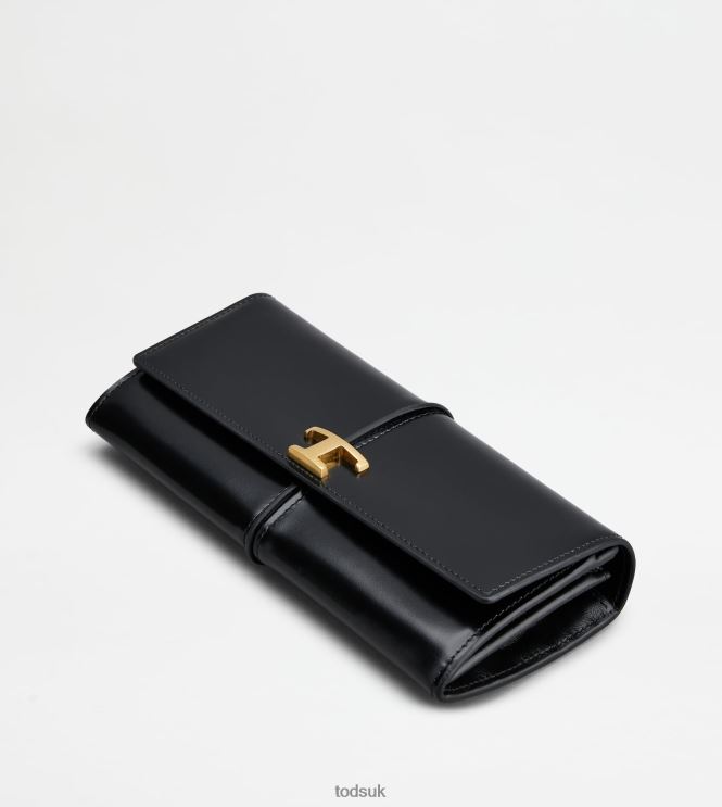 Tod's Women T Timeless Wallet in Leather 602L84478 Black