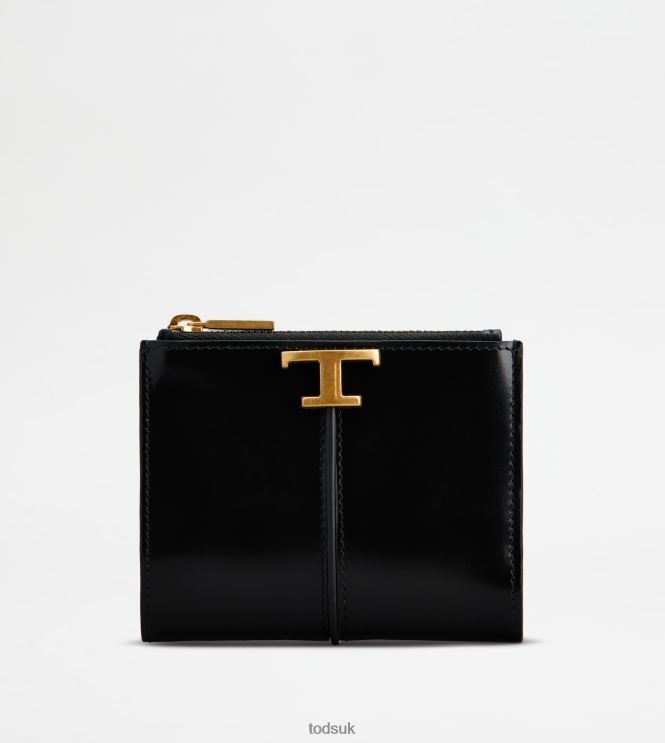 Tod's Women T Timeless Wallet in Leather 602L84479 Black