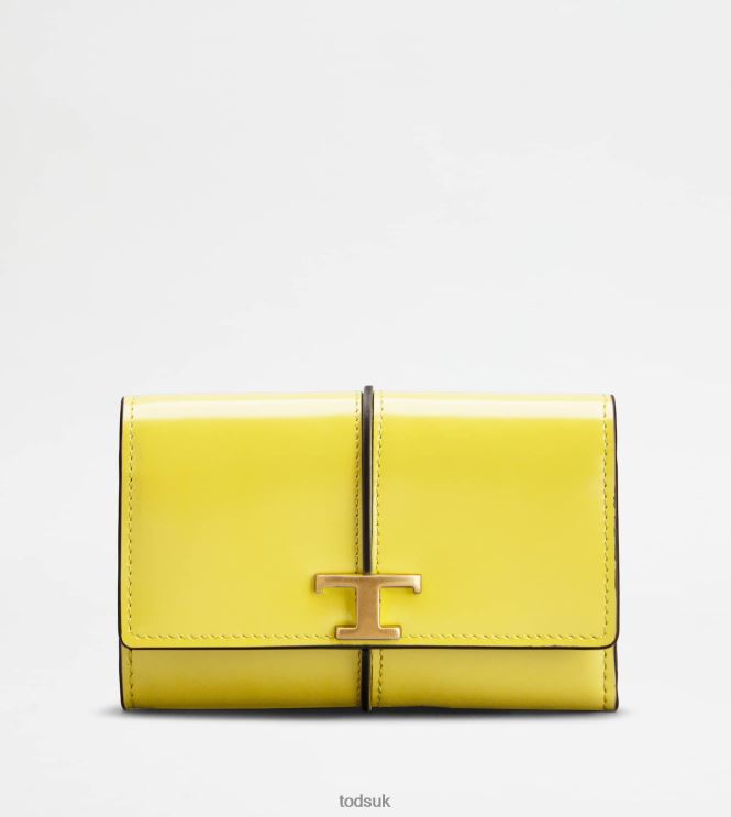 Tod's Women T Timeless Wallet in Leather 602L84491 Yellow