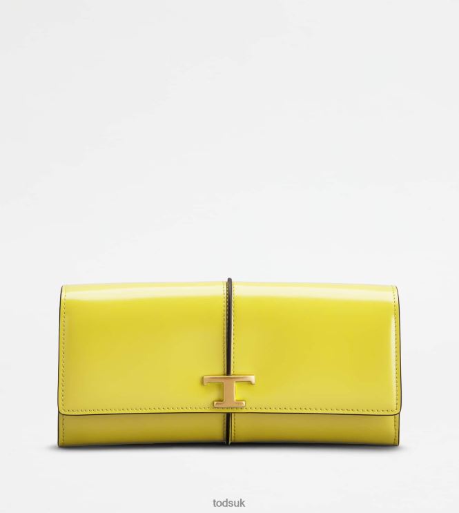 Tod's Women T Timeless Wallet in Leather 602L84492 Yellow