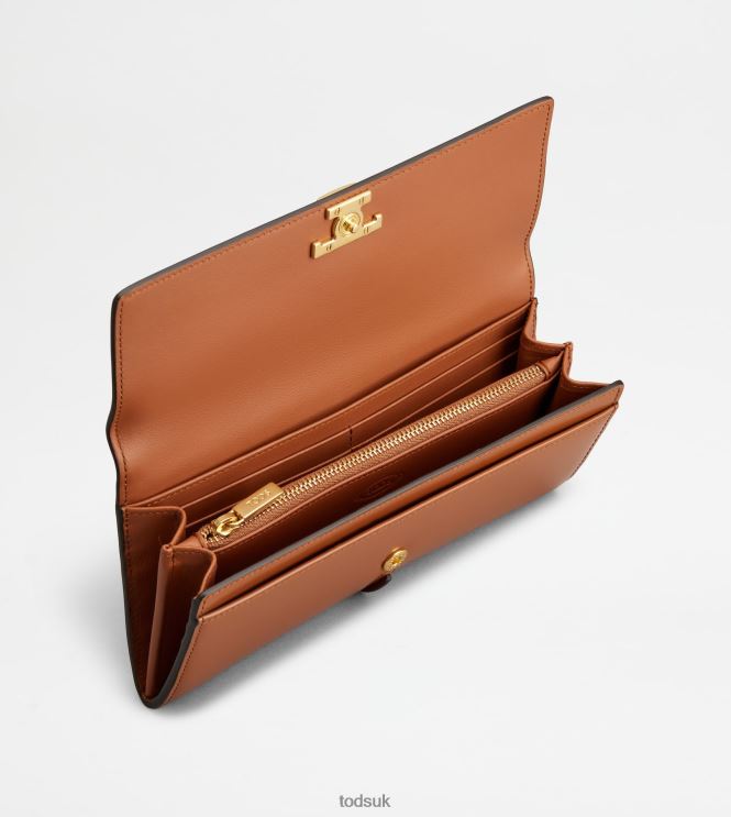 Tod's Women T Timeless Wallet in Leather 602L84493 Orange