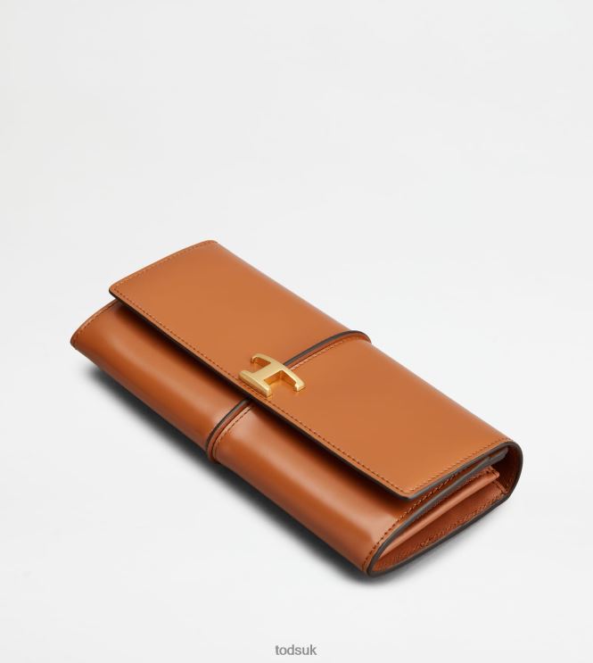 Tod's Women T Timeless Wallet in Leather 602L84493 Orange