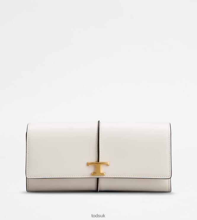 Tod's Women T Timeless Wallet in Leather 602L84495 White