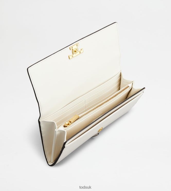 Tod's Women T Timeless Wallet in Leather 602L84495 White