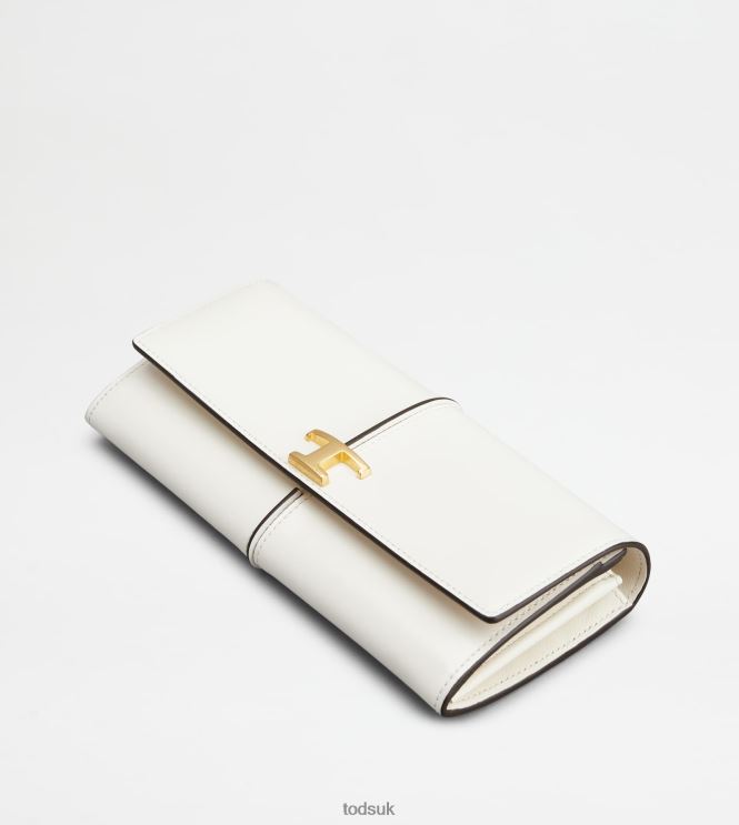 Tod's Women T Timeless Wallet in Leather 602L84495 White