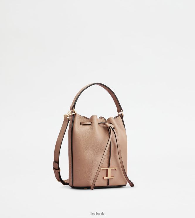Tod's Women T Timeless Bucket Bag in Leather Micro 602L84433 Pink