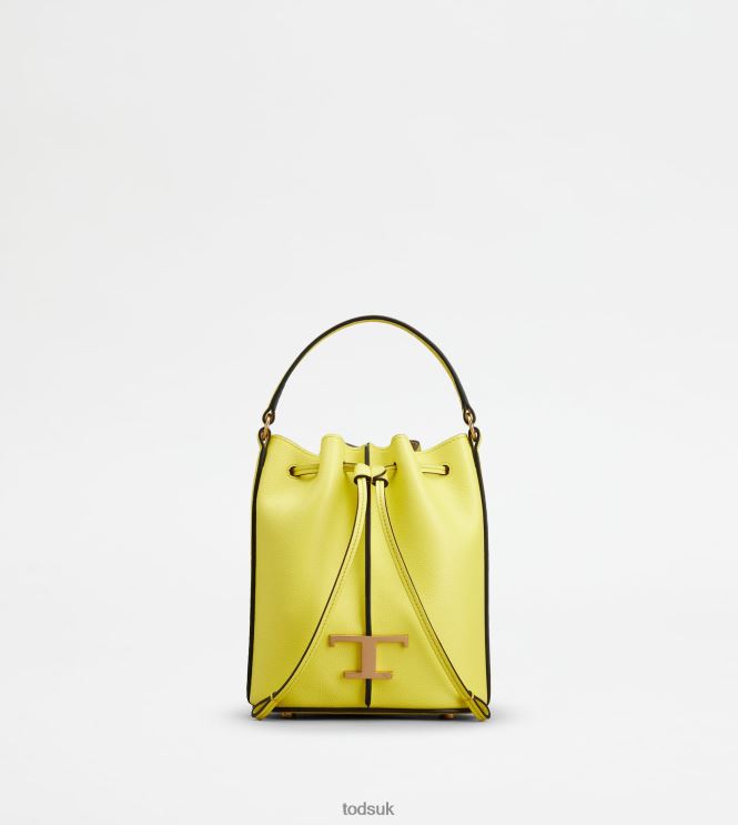 Tod's Women T Timeless Bucket Bag in Leather Micro 602L84438 Yellow