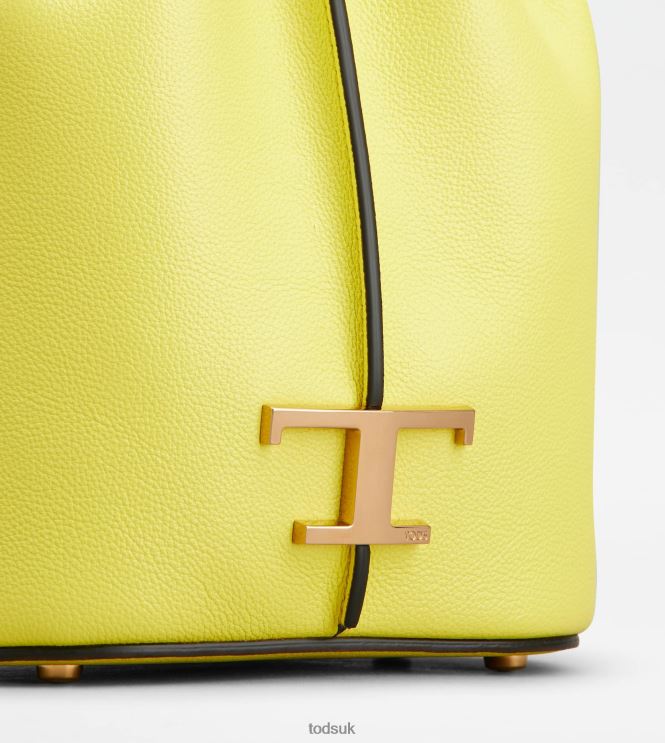 Tod's Women T Timeless Bucket Bag in Leather Micro 602L84438 Yellow