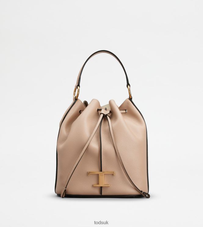 Tod's Women T Timeless Bucket Bag in Leather Small 602L84435 Pink