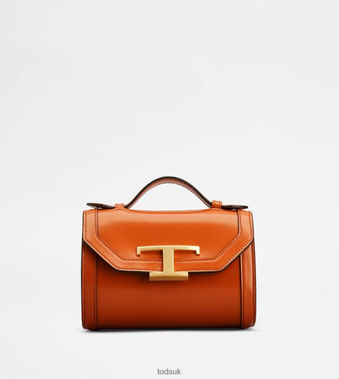 Tod's Women T Timeless Crossbody Bag in Leather Micro 602L84442 Orange