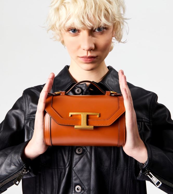 Tod's Women T Timeless Crossbody Bag in Leather Micro 602L84442 Orange