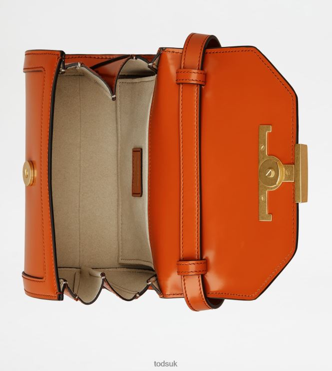 Tod's Women T Timeless Crossbody Bag in Leather Micro 602L84442 Orange