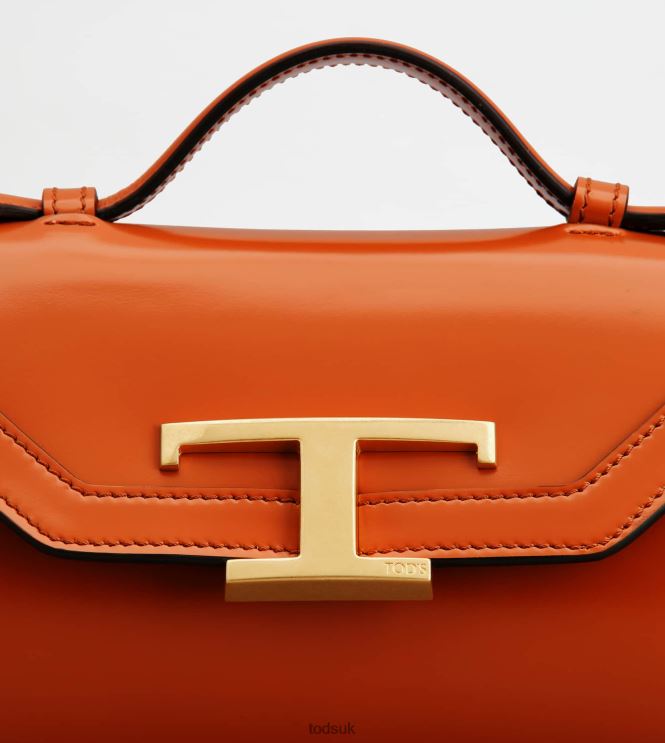 Tod's Women T Timeless Crossbody Bag in Leather Micro 602L84442 Orange