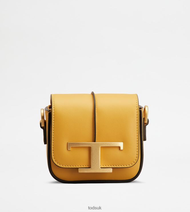 Tod's Women T Timeless Crossbody Bag in Leather Micro 602L84448 Yellow