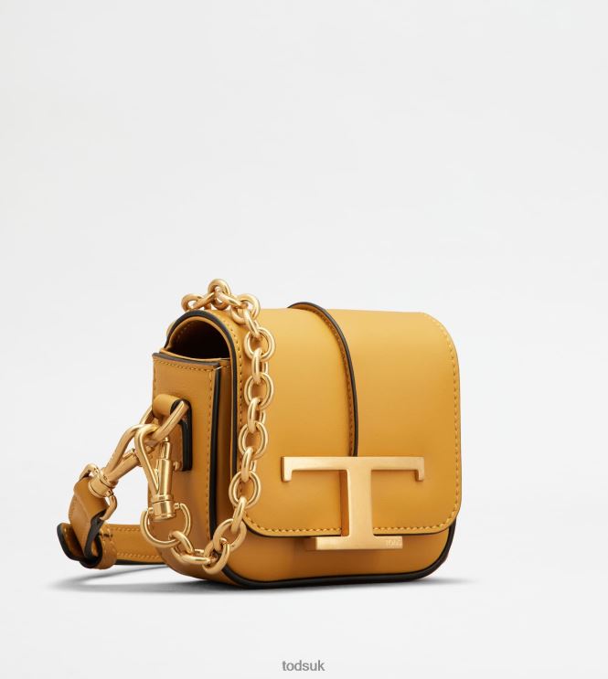 Tod's Women T Timeless Crossbody Bag in Leather Micro 602L84448 Yellow