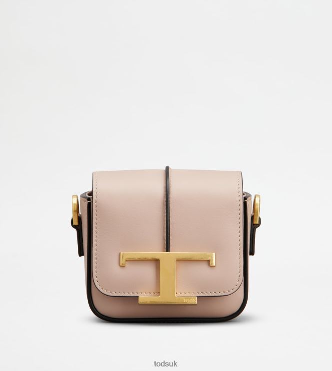 Tod's Women T Timeless Crossbody Bag in Leather Micro 602L84450 Pink