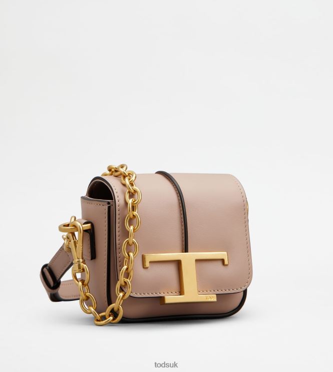 Tod's Women T Timeless Crossbody Bag in Leather Micro 602L84450 Pink