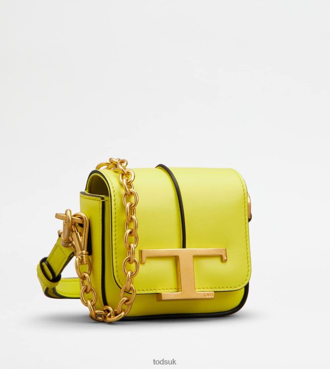 Tod's Women T Timeless Crossbody Bag in Leather Micro 602L84453 Yellow