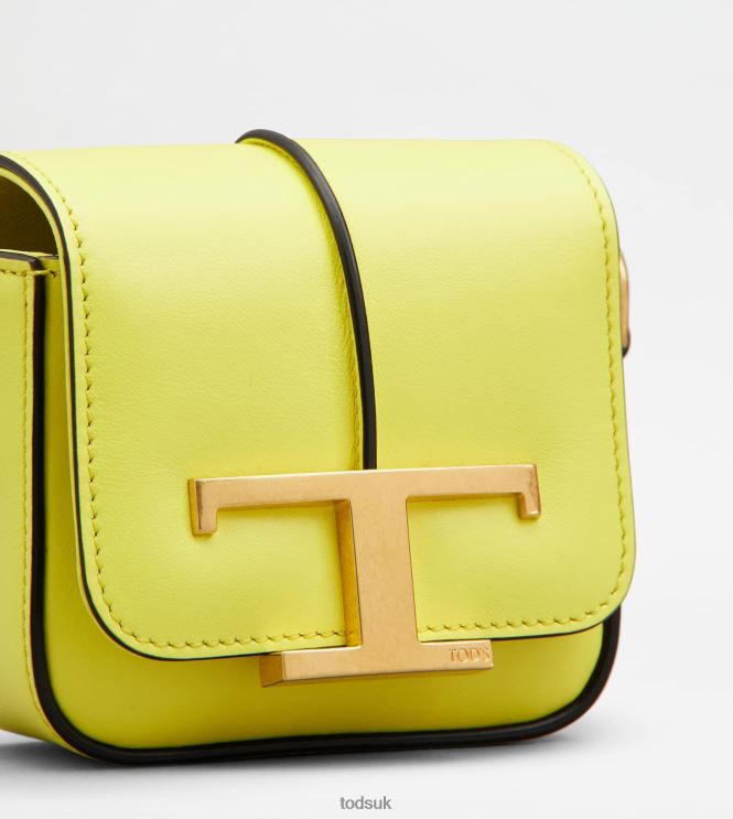 Tod's Women T Timeless Crossbody Bag in Leather Micro 602L84453 Yellow